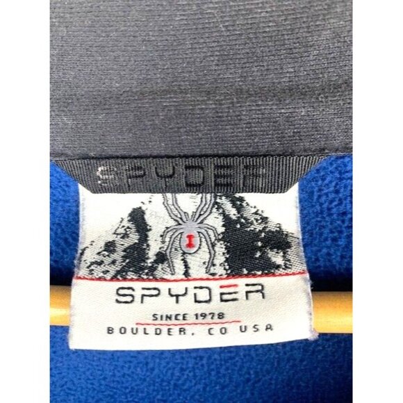 Spyder Men's L/G Quarter-Zip Blue & Black Fleece 1/4 Zip Pullover Sweater - Picture 3 of 10